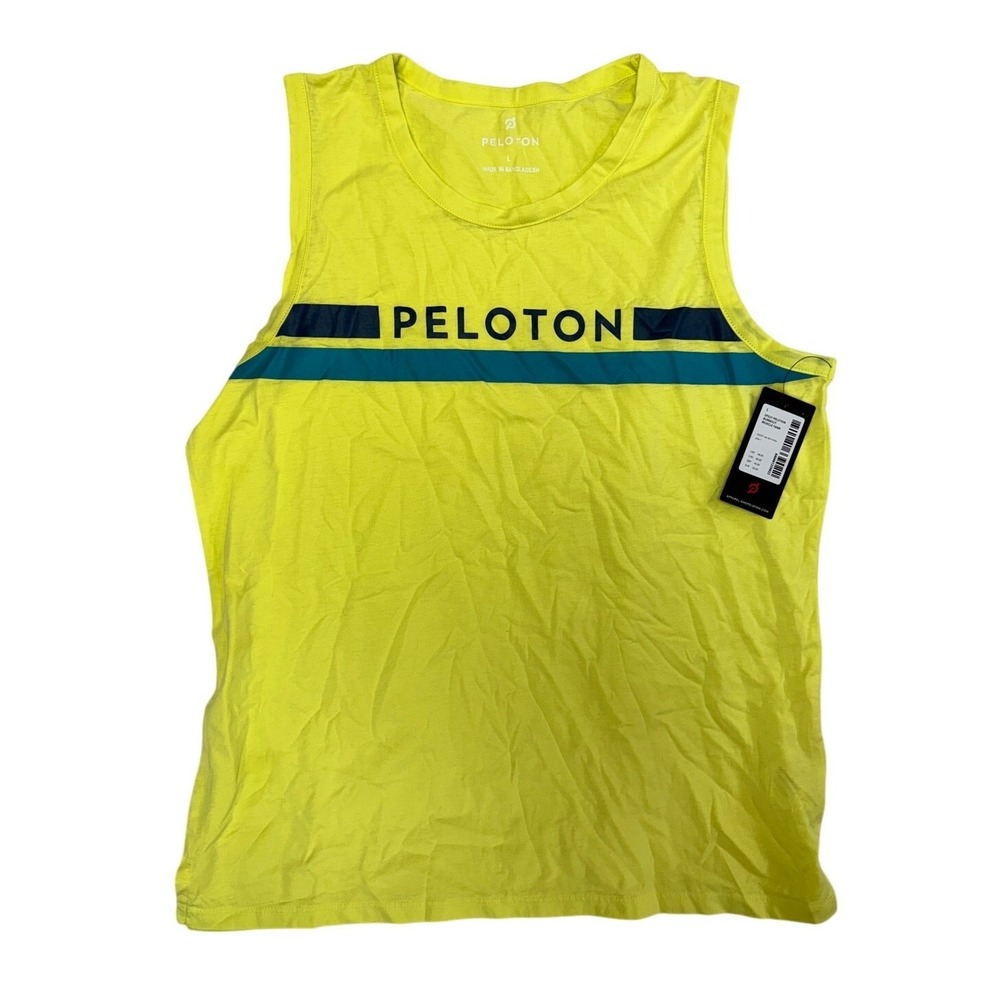 Peloton Yellow Studio Side Slit Muscle Tank Top Womens Size L